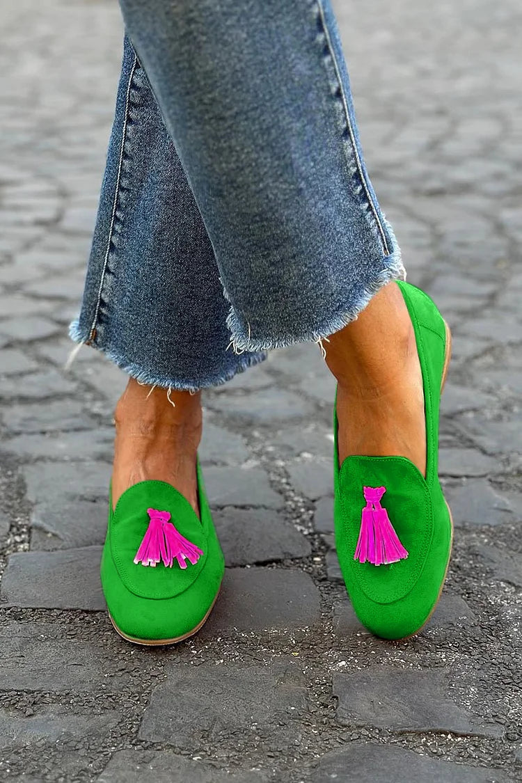 ΠΡΑΣΙΝΟ LOAFER ΜΕ ΦΟΥΞΙΑ ΤΑΣΣΕΛ